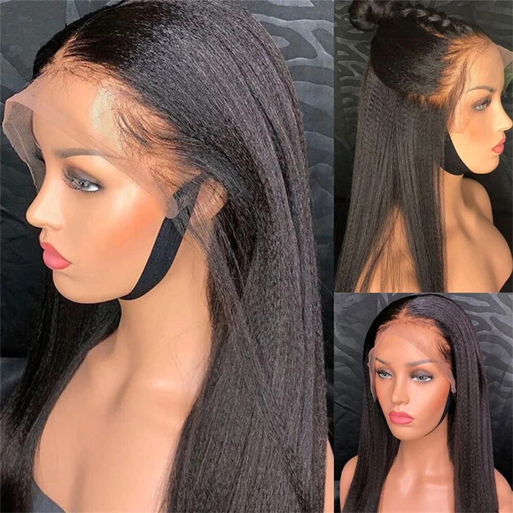 40Inch Kinky Straight Wig Human Hair 13X4 HD Lace Front Wig 250% Density Pre Plucked Brazilian Long Yaki Straight Wigs For Women 2