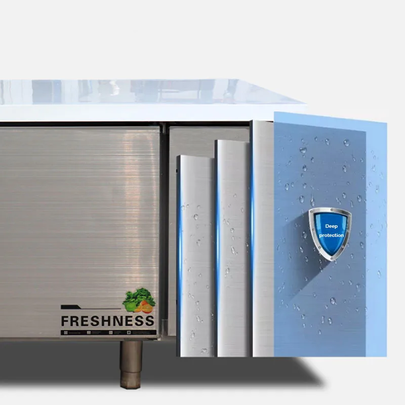 Cold Cupboard Commercial Fresh-keeping Workbench Refrigerator Stainless Steel Double-temperature Freezer Milk Tea Bar Console