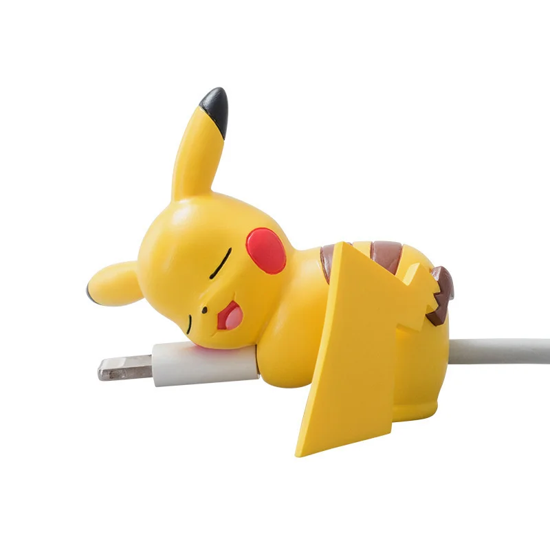 Pokémon kiegészítők USB Hátvéd számára IPhone Vezeték Gúnyrajz Szobrocska Hátvéd számára töltő Anime toys pikachu eevee squirtle