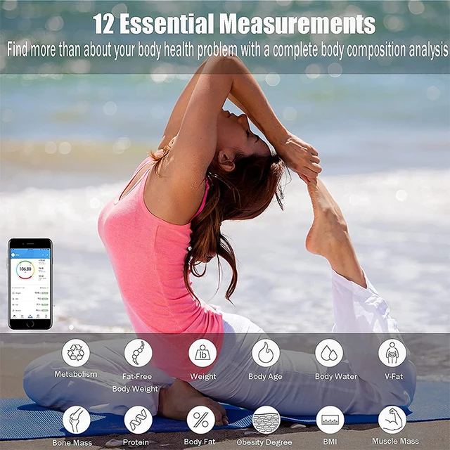 Body Analyzer - Measures weight, mass, fat, hydration, BMI and more