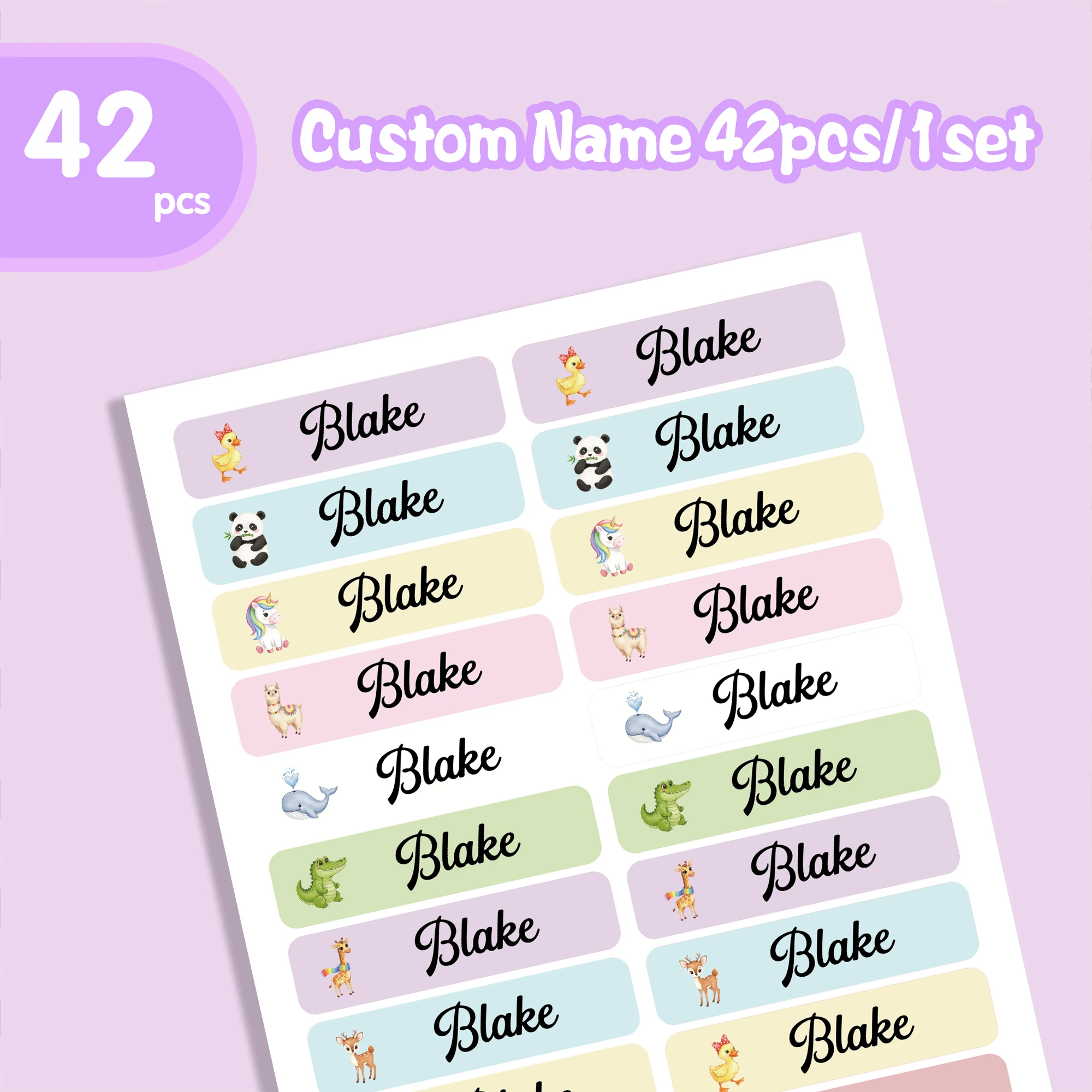 תוויות מותאמות אישית עם דמויות חמודות לילדים, מדבקות עמידות במים לבקבוקים, קופסאות, טיפוח יומי, תגיות מותאמות אישית