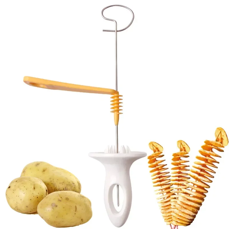 

Stainless Steel Plastic Rotate Potato Slicer Twisted Potato Spiral Slice Cutter Creative Vegetable Tool Kitchen Gadgets Cooking