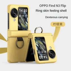 Candy Color Skin - friendly Finger Ring Phone Case with Camera Protection for OPPO Find N3 Flip (YELLOW)