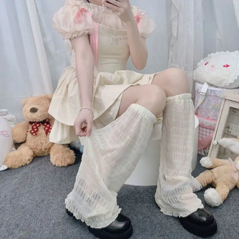 

Wide Leg Sock Sleeves Ultra-Thin Jk Calf Socks Lolita Hot Girl Flared Leg Sleeves Subculture Cute Girls Korea Japan