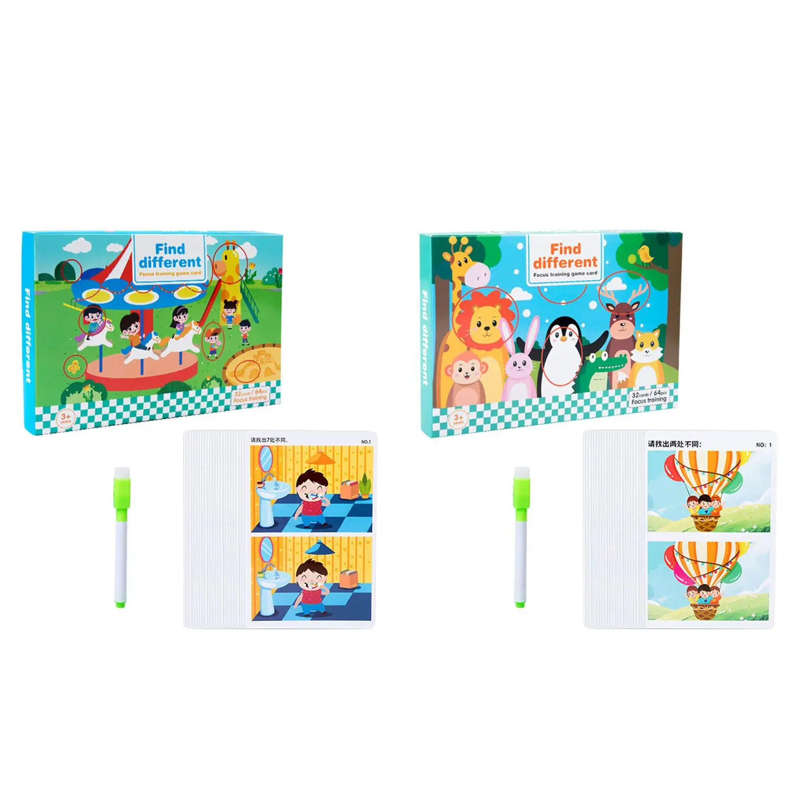 

Find Differences Game Portable Fine Motor Skill Travel Toy Brain Game Logical Thinking Training Toy for Gifts Boys Kids Girls