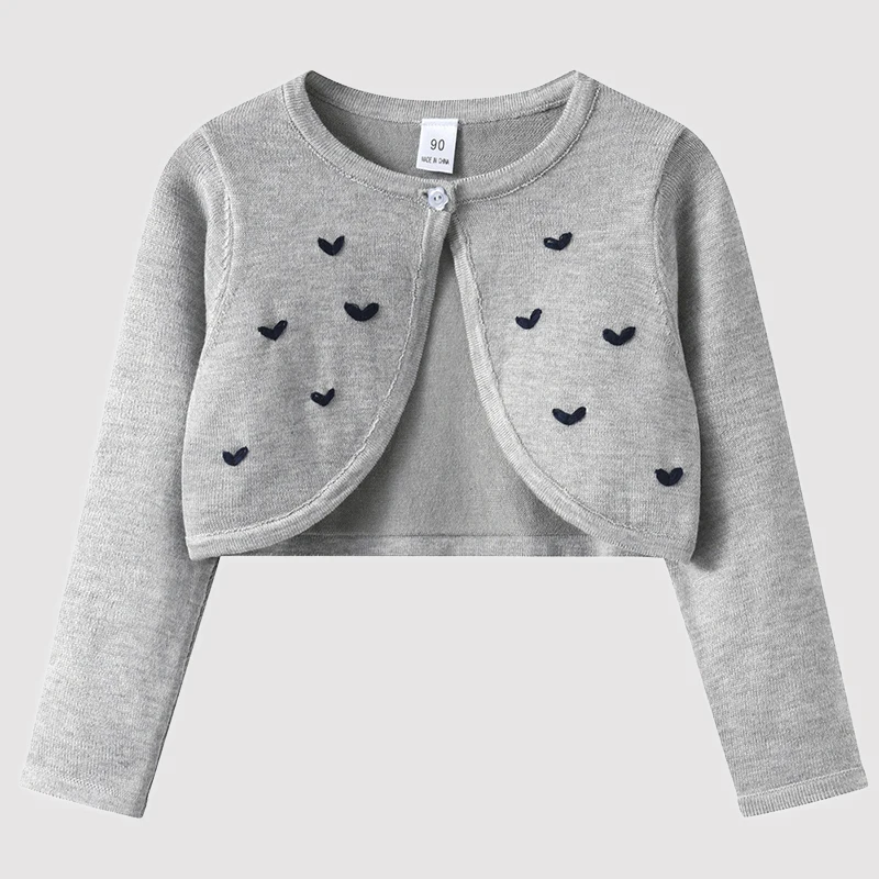 2025년 신상 니트 스웨터 2-7세 카디건  소녀 코트 봄 가을 자수 사랑 어린이 생일 파티 키즈 패션 숄