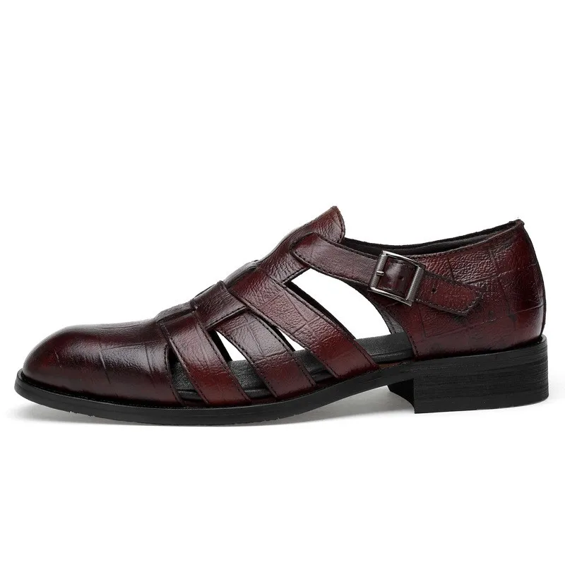 Pointed hollow buckle casual all-match men's sandals dress shoes summer leather shoes D208