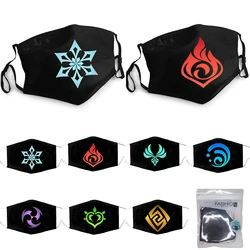Adult Genshin Impact Game Cosplay Reusable Washable Pm2.5 Protection Adjustable Unisex Black Masks Adjustable Earloop Bandage