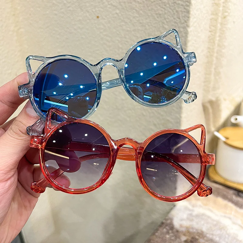 Children's SunglaSSeS Cat's Ears Round Colored SunShade Shopping Modeling Glasses fashion sunglasses kids sunglasses children sunglasses party sunglasses cosplay sunglasses