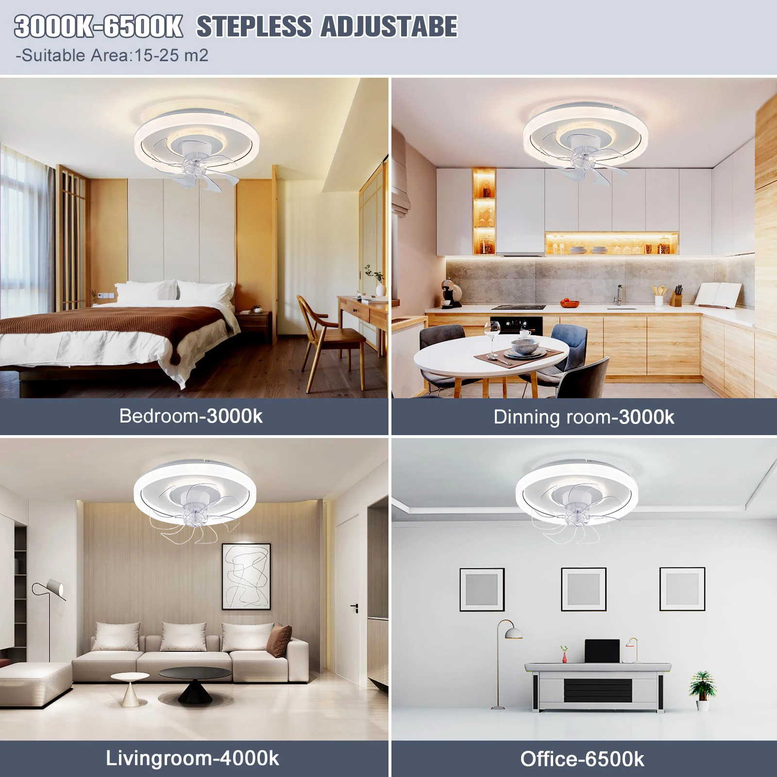 Ceiling Fan Smart Ceiling Fan With Lights Remote Control Bedroom Decor Ventilator Lamp 48cm Air Invisible Blades Retractable Silent ceiling fan,led ceiling fan lights,led fan light