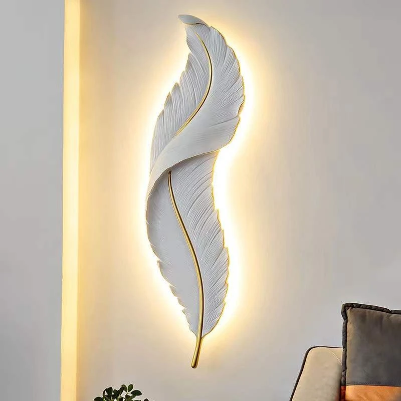 

Wall lamp bedroom study bedside table lamps decorative lighting feather wall lamp creative living room model room modern simpliy