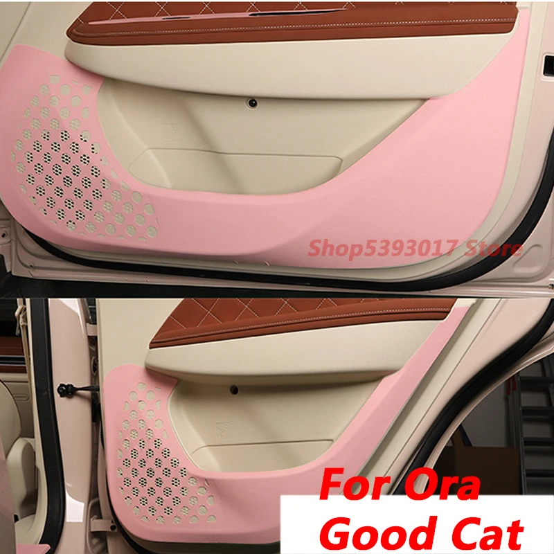 

For Ora Good Cat 2021 2022 Car Leather Door Anti-Kick Pad Carbon Fiber Door Protection Film Stickers Car Accessories