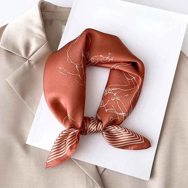 Scarf 100% Silk Bandana Women Square Scarves Wrap Kerchief Mulberry Spring Fashion Luxury High Quality Headband Hijab Shawls 17310-3