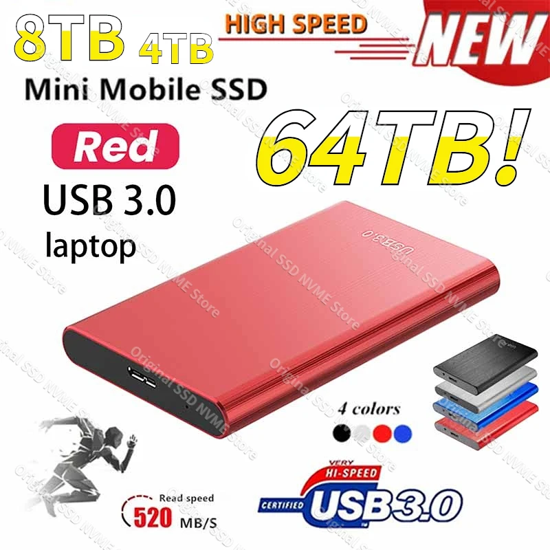 

Original High-speed Portable SSD 2TB 1TB 64tb External Hard Drive Mass Storage USB 3.0 Interface for Laptops Computer Notebook