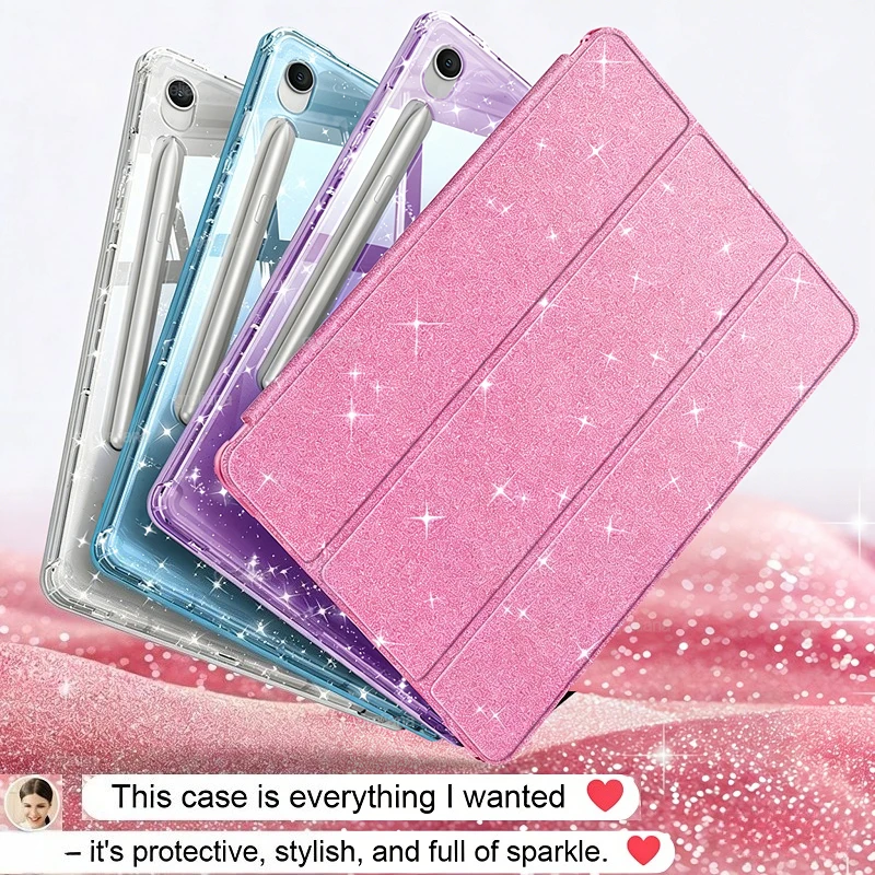 Shiny Clear Back Cover Tablet Case with Auto Wake Functionality