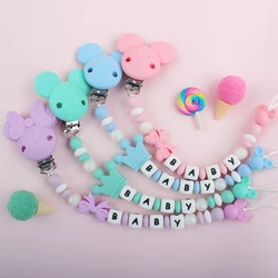 Personalized Name Pacifier Clips Chains Silicone Dummy Holder Baby teething Chain Teether Custom Name Pacifier Holder Chew Gift