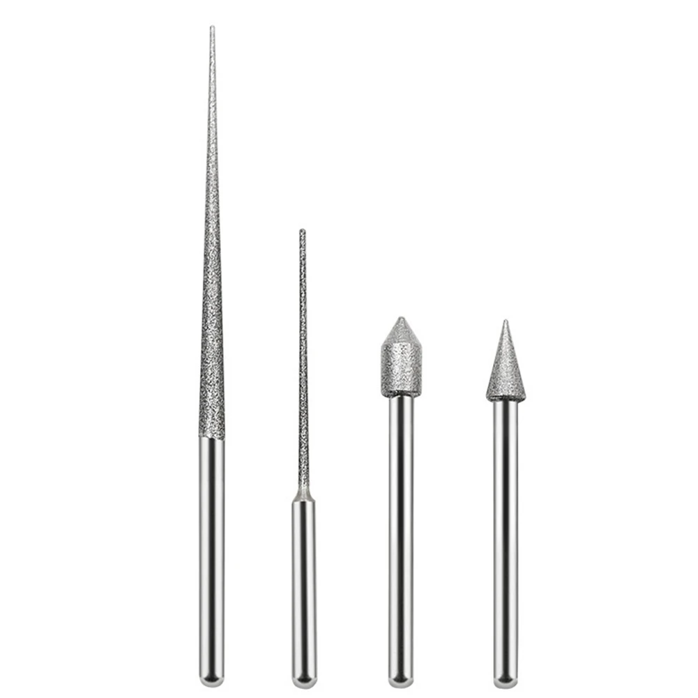 1개 3mm 다이아몬드 리밍 드릴 비트 샹크 조각 바늘 연마봉 미니 드릴 다이아몬드 조각 드릴링 도구 전동 공구