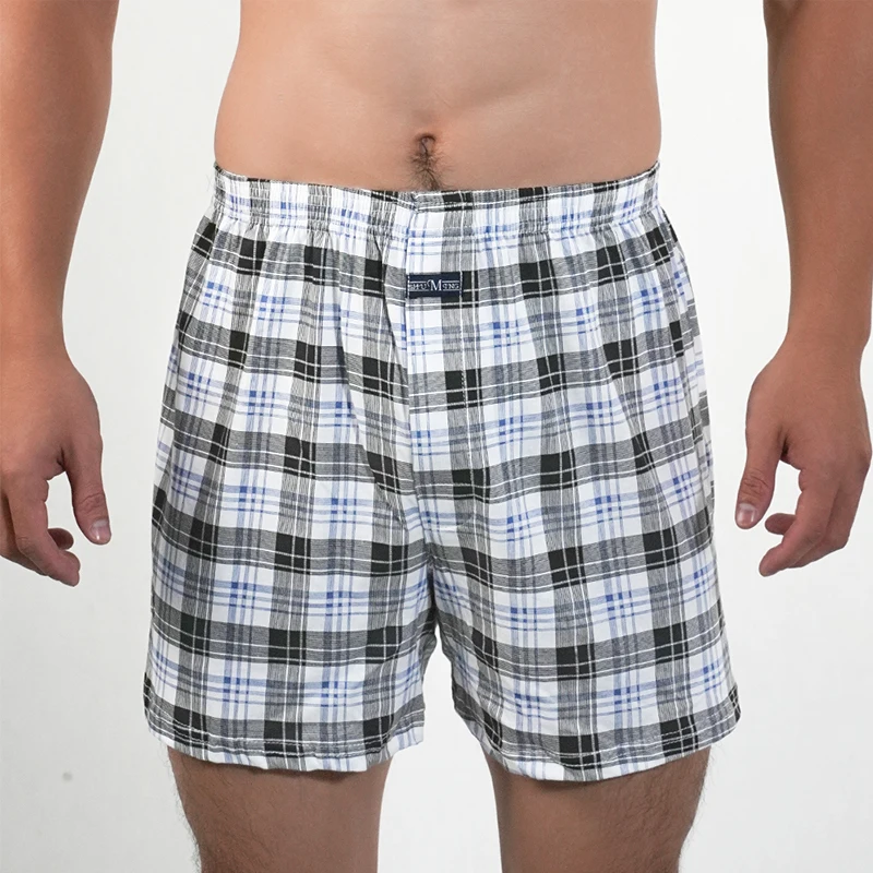 1PC Mens Sleepwear Plaid Pajama Bottoms At Home Plus Size Boxers Brief For Men High Waist Allo Pants Cotton Slacks Sleep Bottoms - Image 3