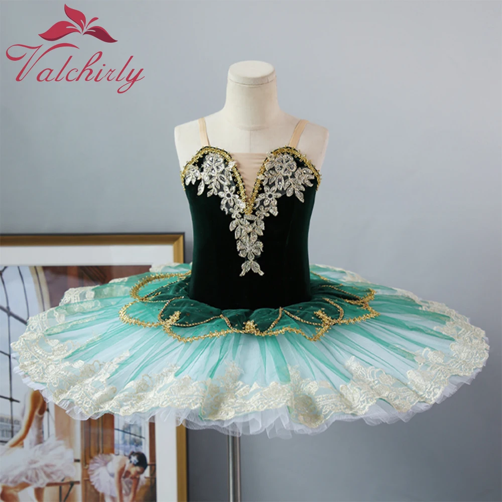 New Ballerina Girls Ballet Tutu Dress Green Dance Costume Platter