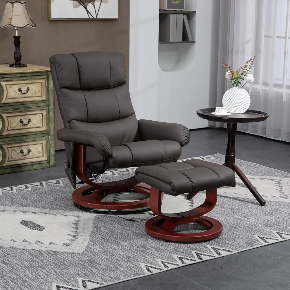 

HOMCOM Massage Recliner Chair with Ottoman, Swivel Recliner and Footrest, Faux Leather Reclining Chair with Remote Control