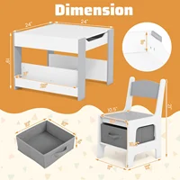 4-in-1 Kids Table & Chair Set Toddler Wooden Activity Table w/ Side Bookshelves 6