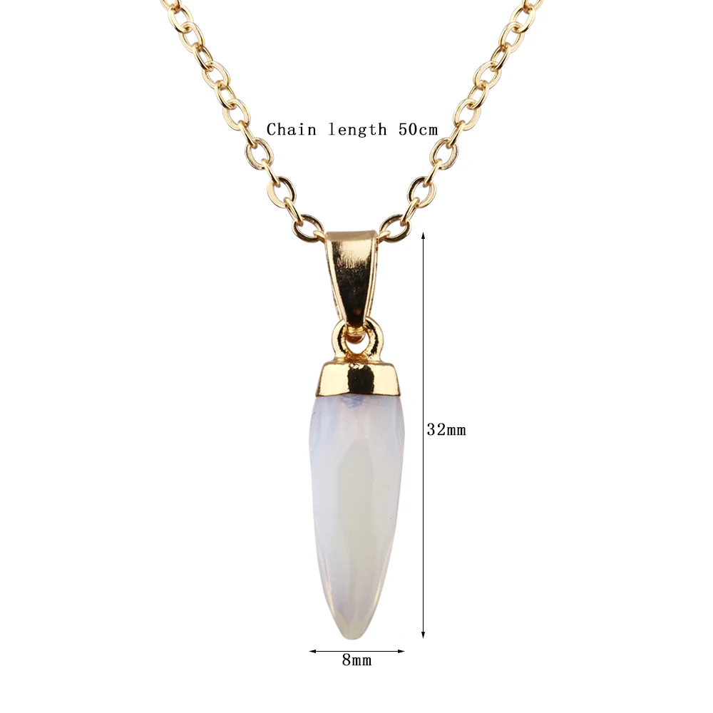 Fashion Geometry Opal Pendant Necklace Banquet Party Ladies Clavicle Chain Clothing Matching Accessories