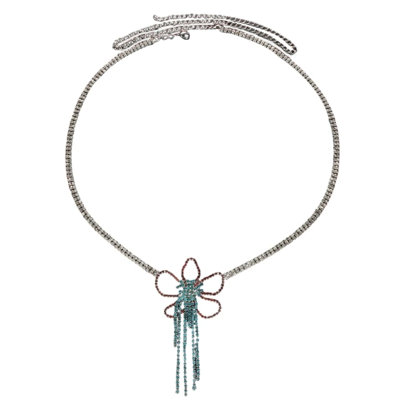 

Shimmering Waist Chain Hip Hop Flower for Women Prom Banquet Club Party Jeweled Belt Sexy Rhinestones Waist Belt