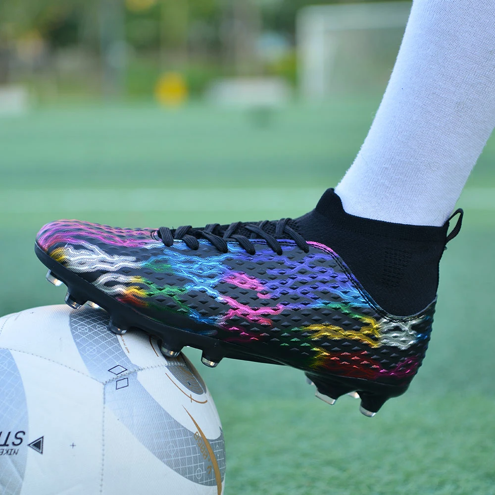 Adult Men's TF/FG New Soccer Shoes High Top Professional Anti-Slip Durable Football Boots Children's Outdoor Soccer Sneakers