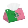 AKA Sorority Gifts Print Facial Tissue Box Cover Rectangular 1908 Pink Green PU Leather Tissue Box Holder for Home Office Car 1