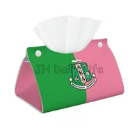 AKA Sorority Gifts Print Facial Tissue Box Cover Rectangular 1908 Pink Green PU Leather Tissue Box Holder for Home Office Car 1