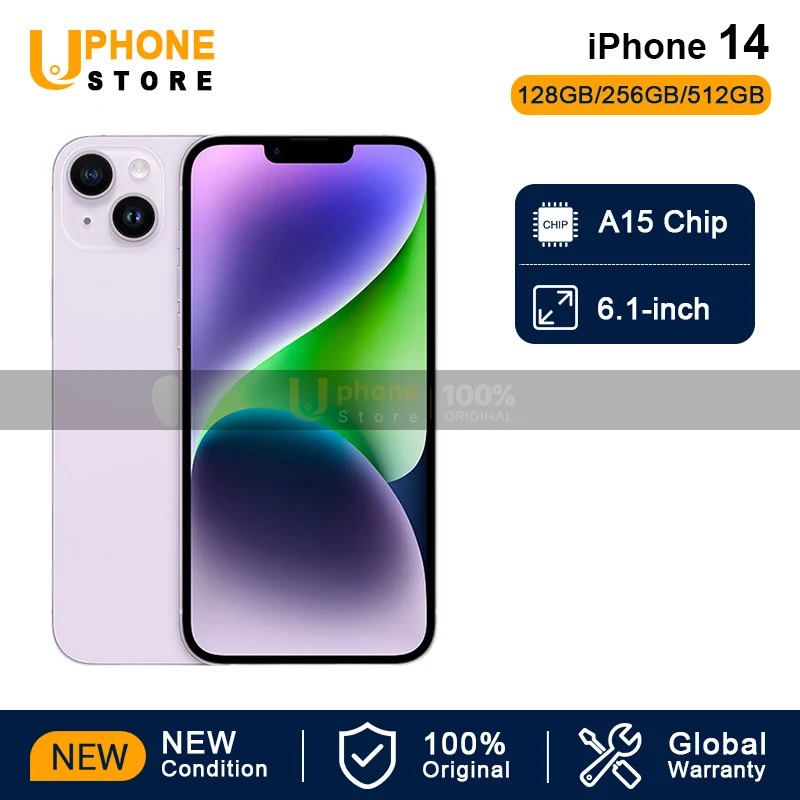 

NEW Apple iPhone 14 6GB RAM 128GB/256GB/512GB ROM A15 5G mobile