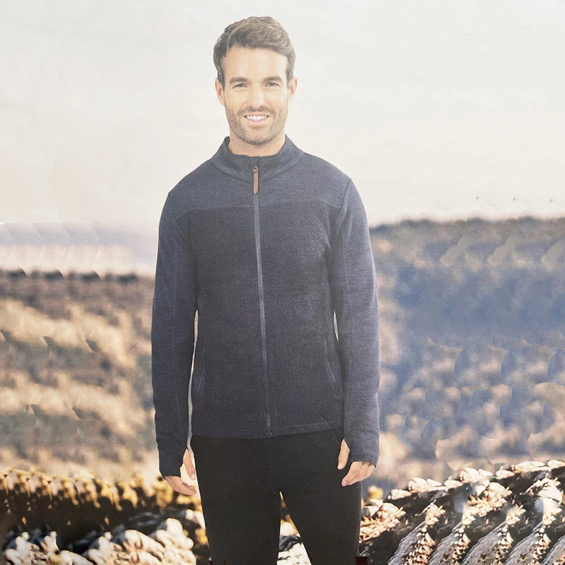 Australian Merino Wool Men's Jacket 300g Heavyweight Merino Wool Full Zip Sweatshirt Mens Long Sleeve Thermal Jackets Euro Size 2
