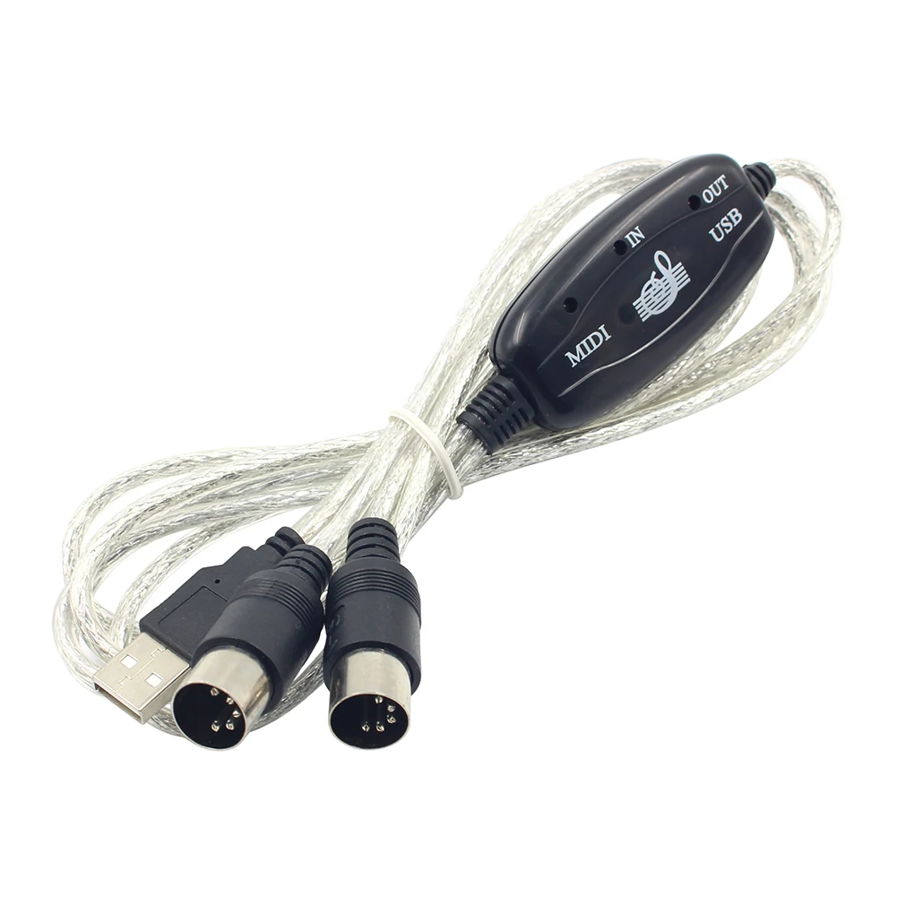 PC 컴퓨터용 USB 입력 출력 MIDI 어댑터 케이블, 음악 키보드 변환기 코드 와이어