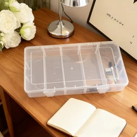 5-Compartment Transparent Plastic Storage Box, Desktop Stationery Organizer, Pencil Case with Adjustable Dividers - Large Capaci 4