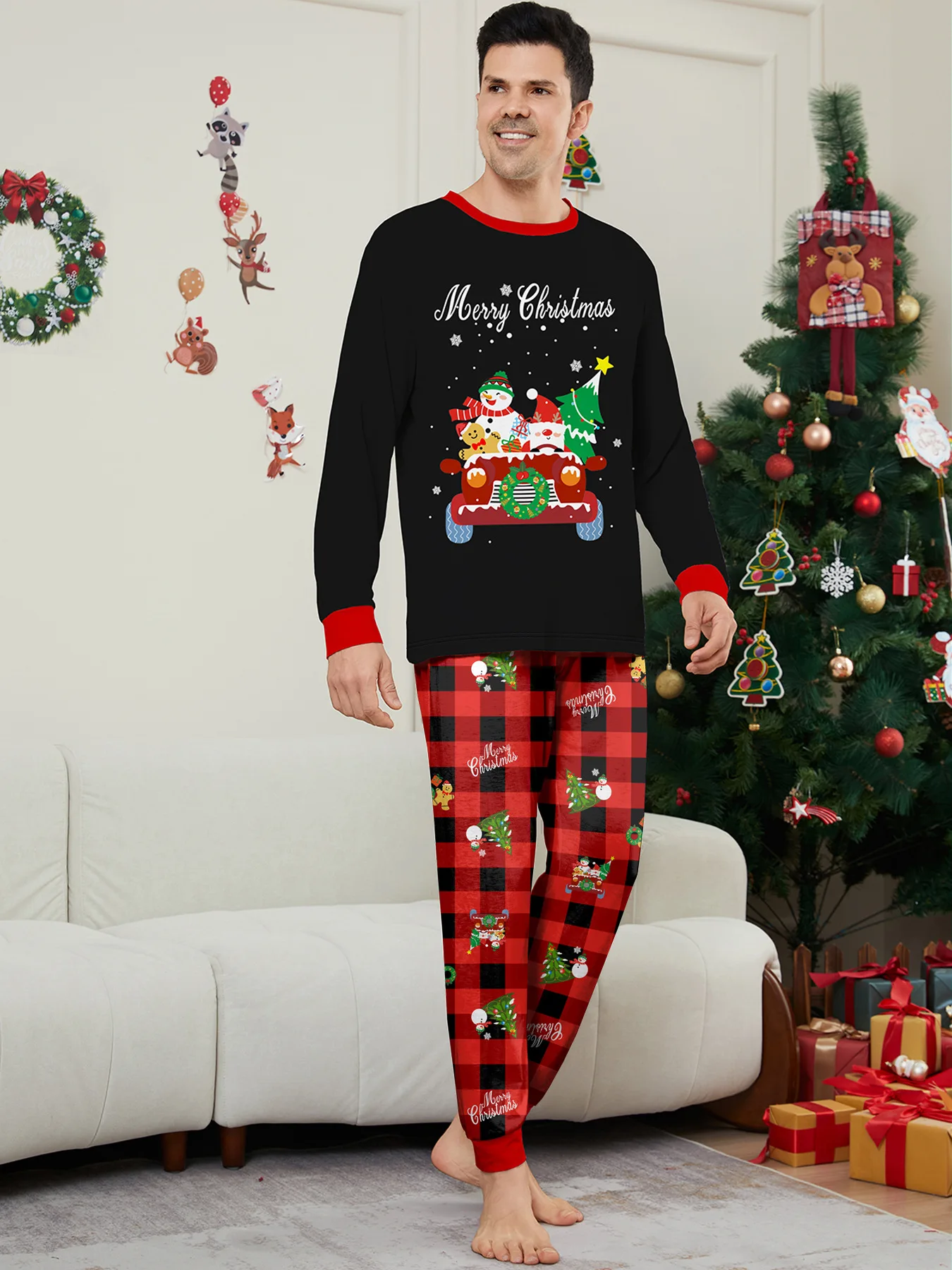 thumbnail image 5 of Conjuntos familiares a juego para Navidad, pijamas para adultos, niños, mamá y papá, mamelucos para bebés, ropa de dormir informal, pijamas de aspecto familiar de Navidad para Claus, 5 of 5