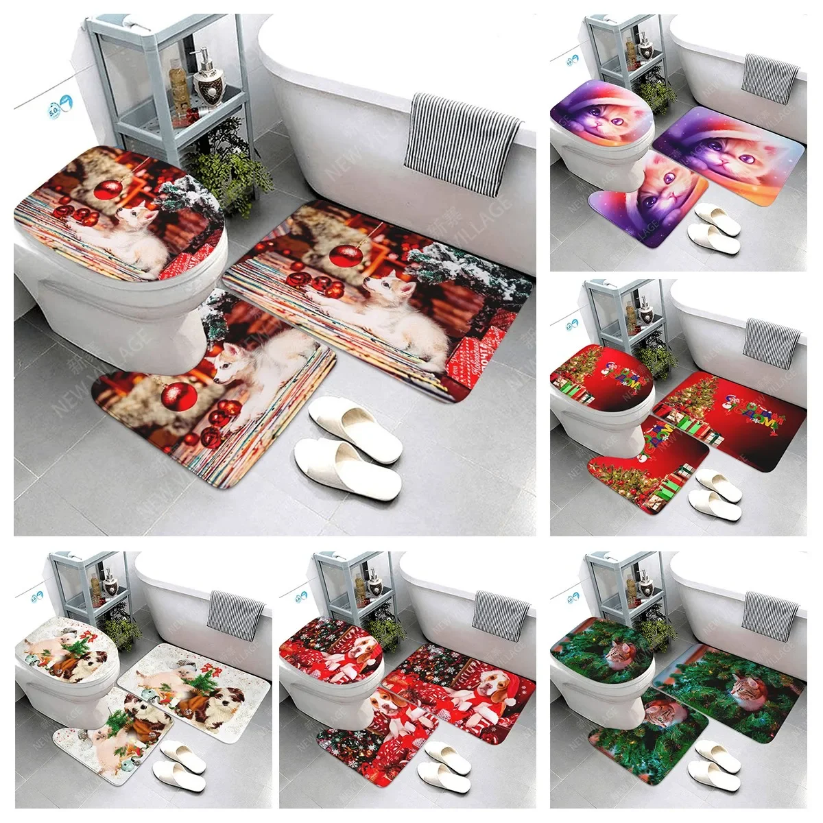 

home bathroom floor mats Christmas animals Bath Foot mat modern bathroom accessories rug Toilet mat Bathtub anti-slip carpet
