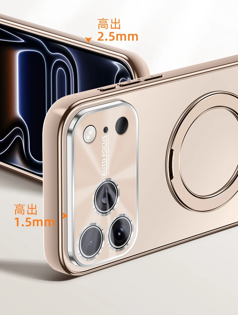 Enhanced Magnetic Phone Case with Rotating Ring Holder and Matte Finish
