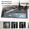 Stainless Steel Waterfall Kitchen Sink Honeycomb Scratch Resistant Right Drain Wash Basin Large Single Slot Smartphone Holder 5
