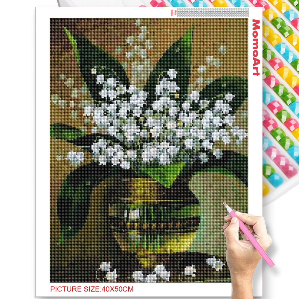 Diamond Painting 5D Diamond Mosaic Lily Of The Valley Flower Picture Rhinestones Full Square Beads Embroidery Home Decor