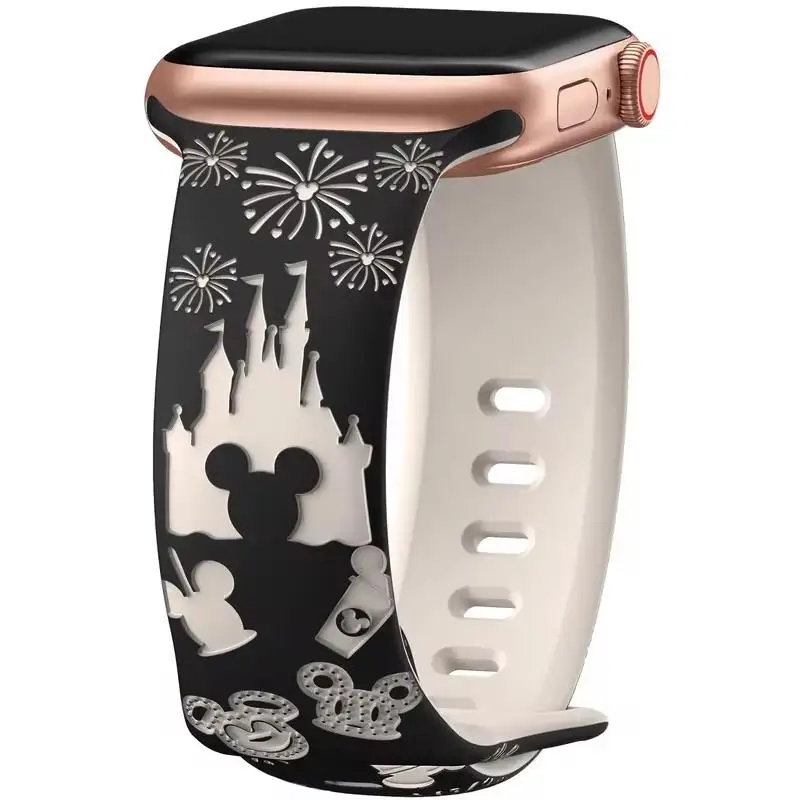 สายรัดแกะสลักดอกไม้สีสวยสำหรับ Apple Watch