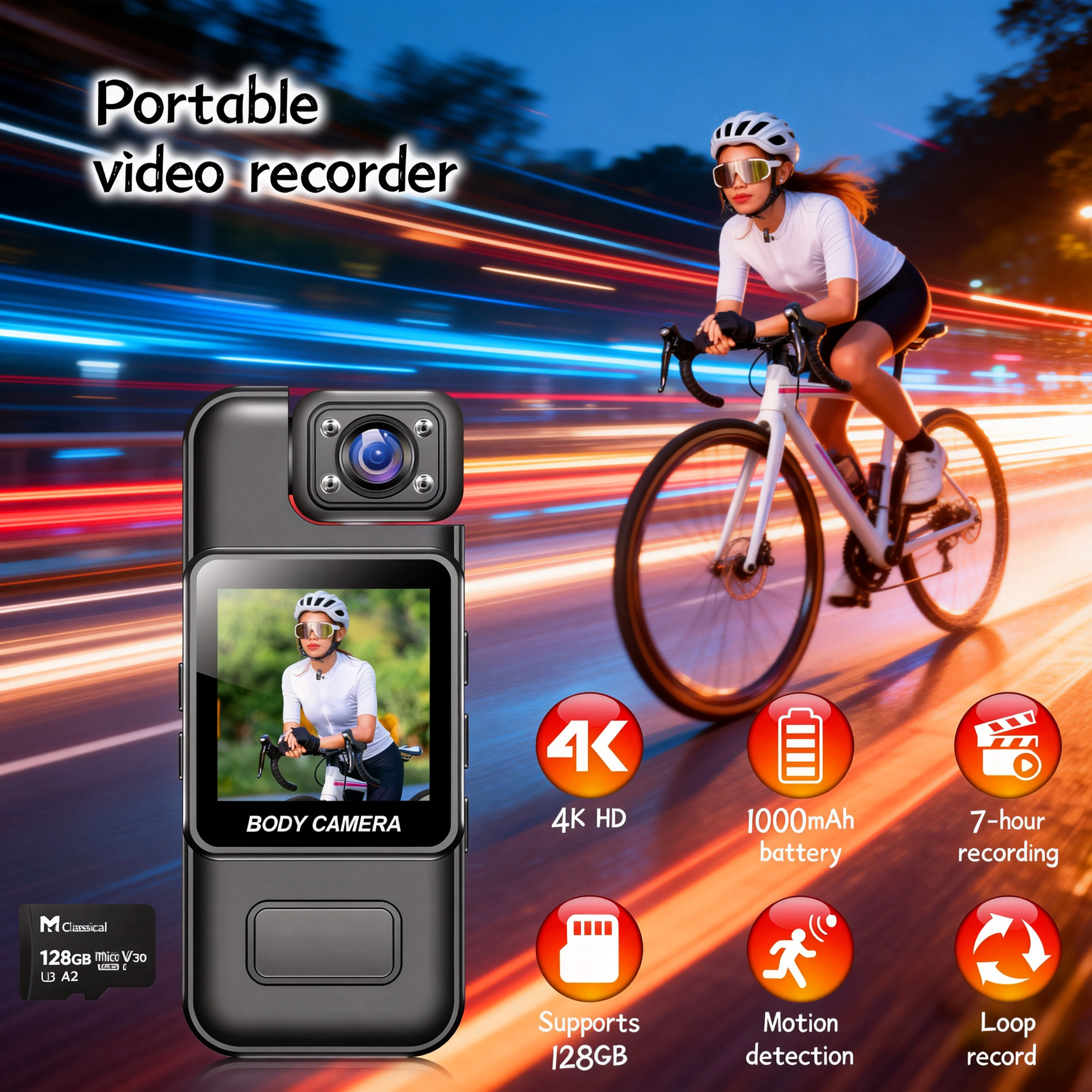 كاميرا 8K محمولة، عدسة 180° قابلة للتدوير