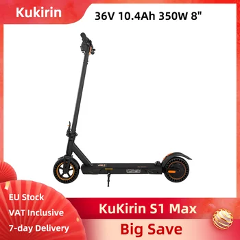 KuKirin S1 Max Scooter elettrico pieghevole 36V 10.4Ah Batteria 350W Motore brushless Pneumatici a nido d'ape resistenti alla foratura da 8 pollici