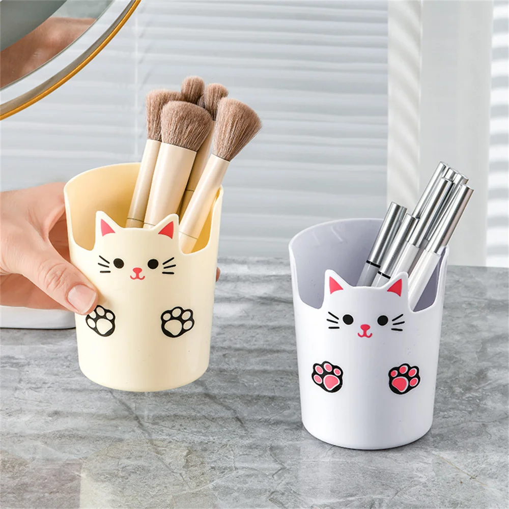 A desktop pen holder with cartoon high aesthetic value, multifunctional and large capacity desktop organizing makeup brush 6