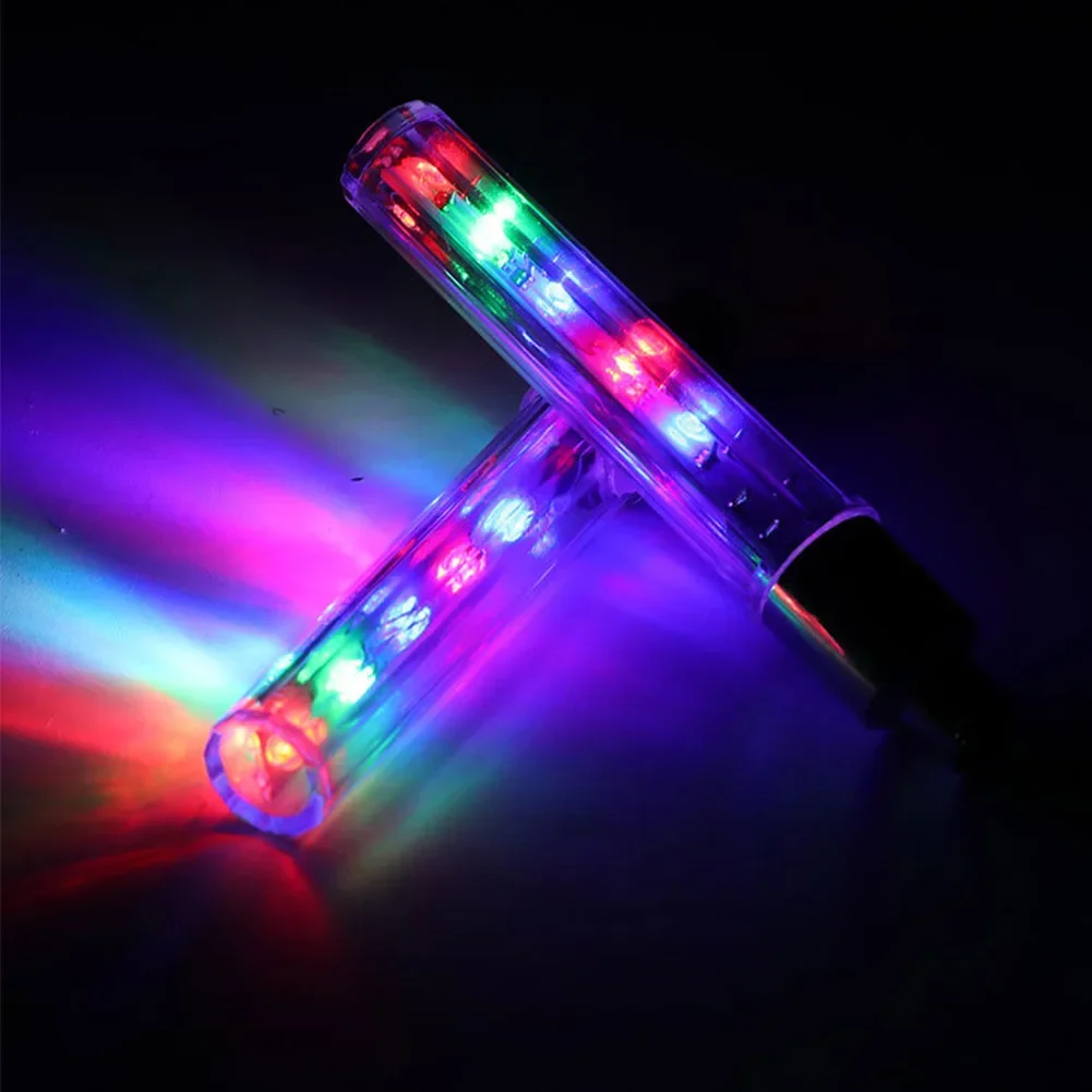 2pcs Bicycle Lights LED Bike Wheel Luminous Fluorescent Tire Valve Light Cap Decor Neon Lamp Flash Cycle Accessories