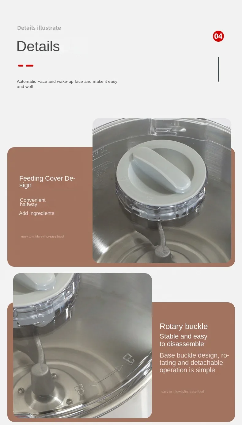 Description Picture 6 of itemSmall household kneading machine with dough mixer, fully automatic stainless steel flour mixer, bread maker