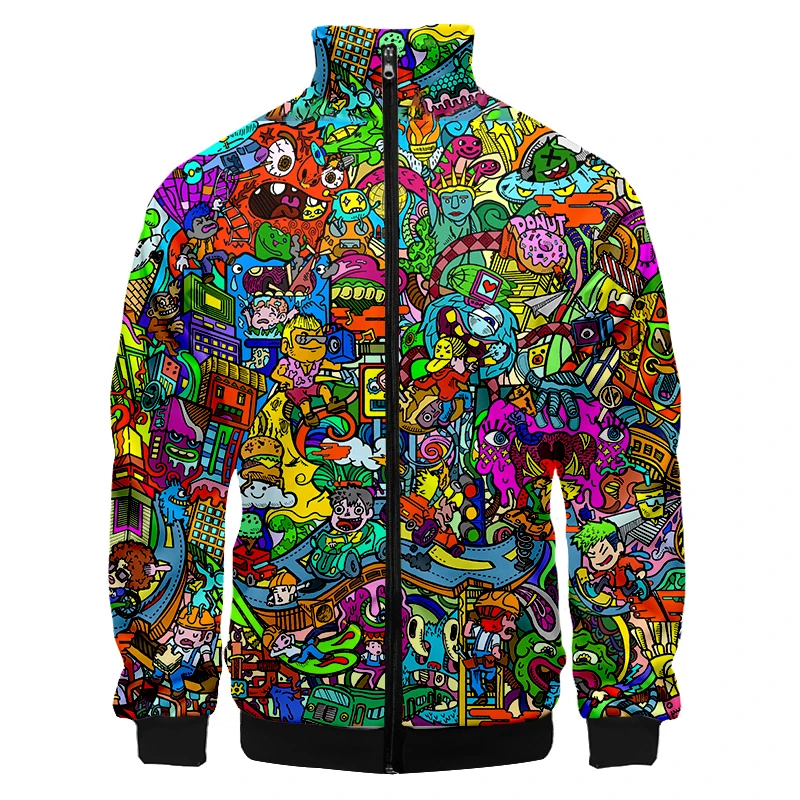 

3d Psychedelic Graffiti DJ Printed Hoodies Men Long Sleeve Drawstring Jacket Pullover Sudaderas Hombre Plus Size Sweatshirt Men