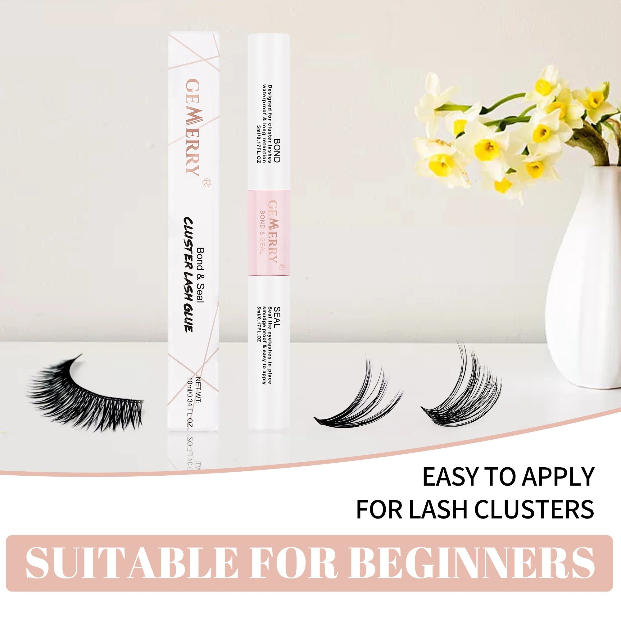 GEMERRY Lash Bond and Seal Cluster Lash Glue 2in1 5ml For DIY Eyelash Extension Long Retention Waterproof Glue for Clusters eyelash glue