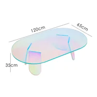 Table basse en acrylique arc-en-ciel pour document, verre irisé, table d'appoint ronde, table d'appoint moderne pour salon, 120cm 3