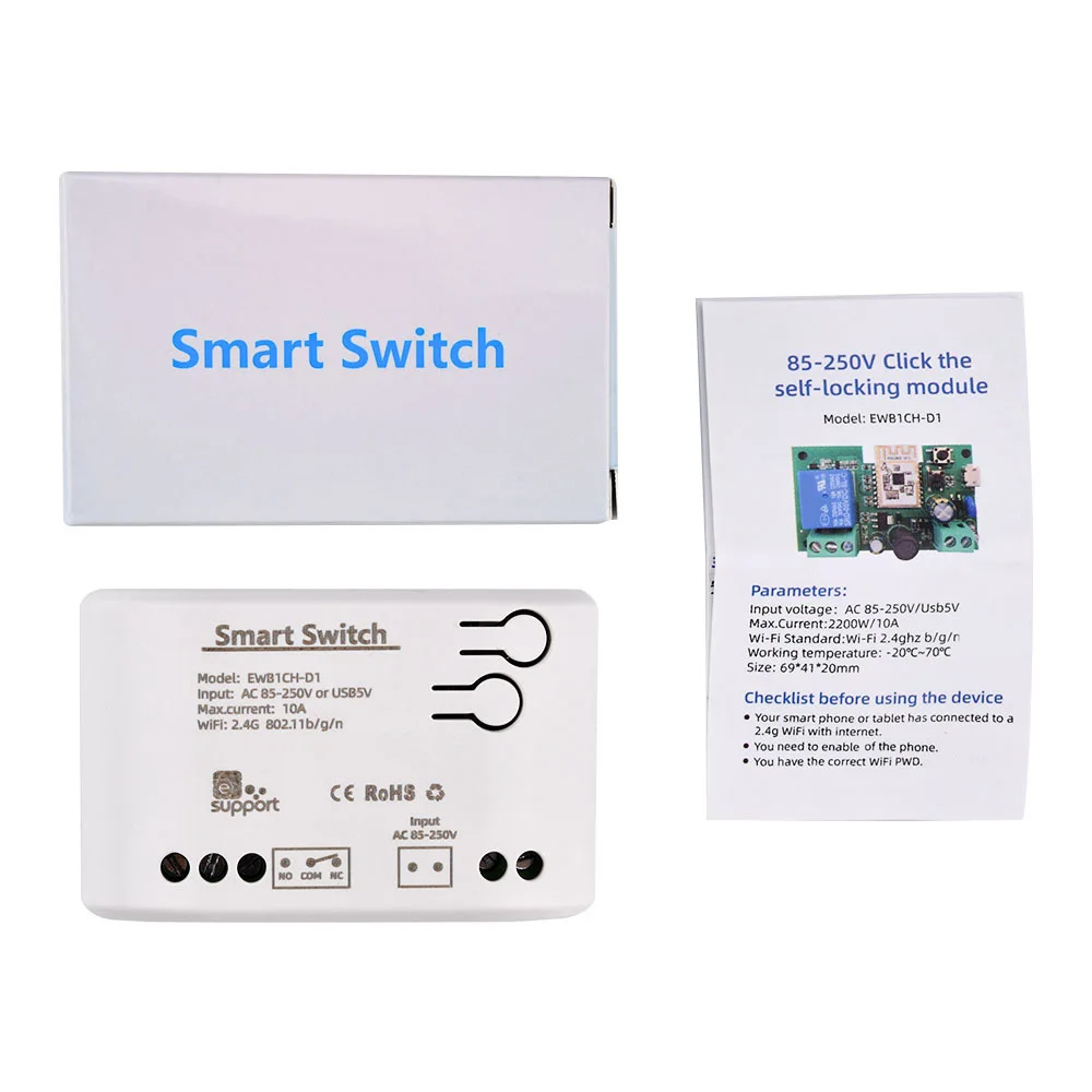 eWeLink 1/2/4 Channel Smart WiFi Bluetooth Wireless Dry Contact Relay Switch Module APP Remote Control 2.4G RF Receiver 12V 220V