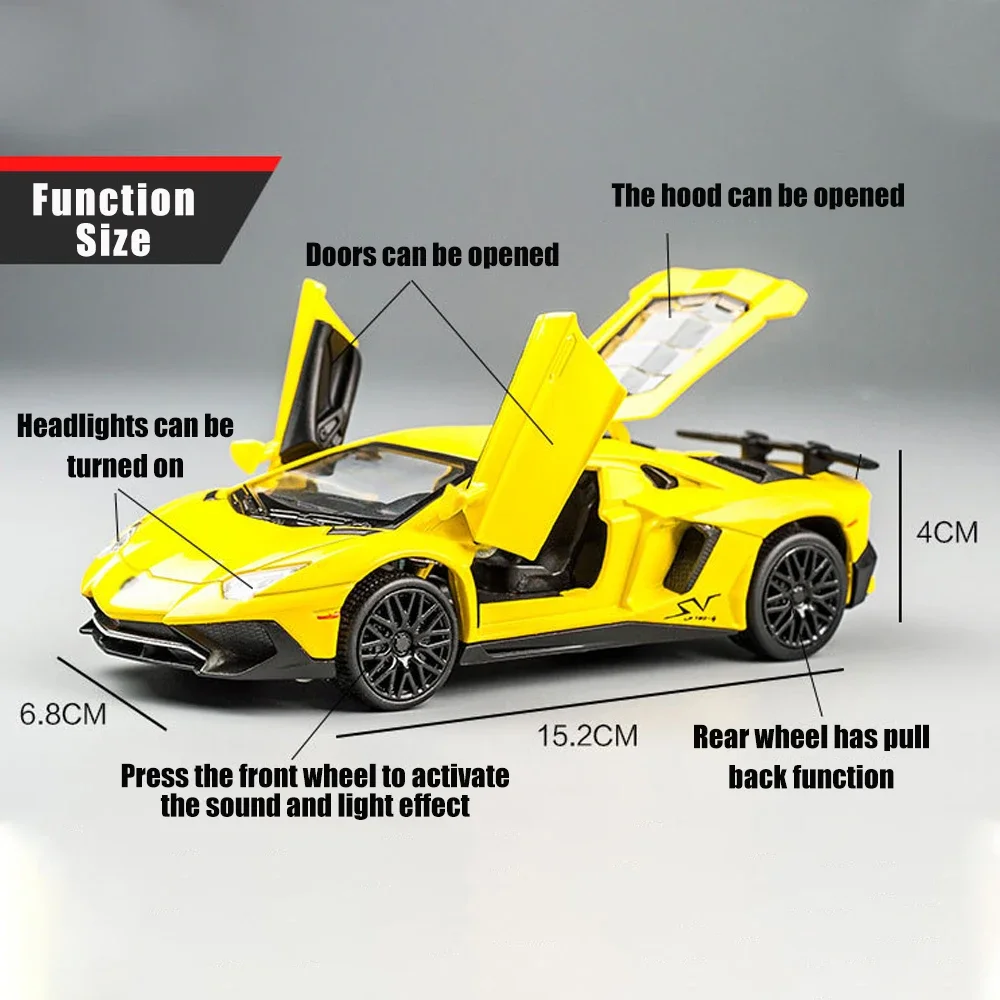1:32 Lamborghini Aventador LP750-4 LP770-4 Metal Diecast Alloy Kids Toy Cars Models Trucks For Boys Toys Vehicles Collection 4